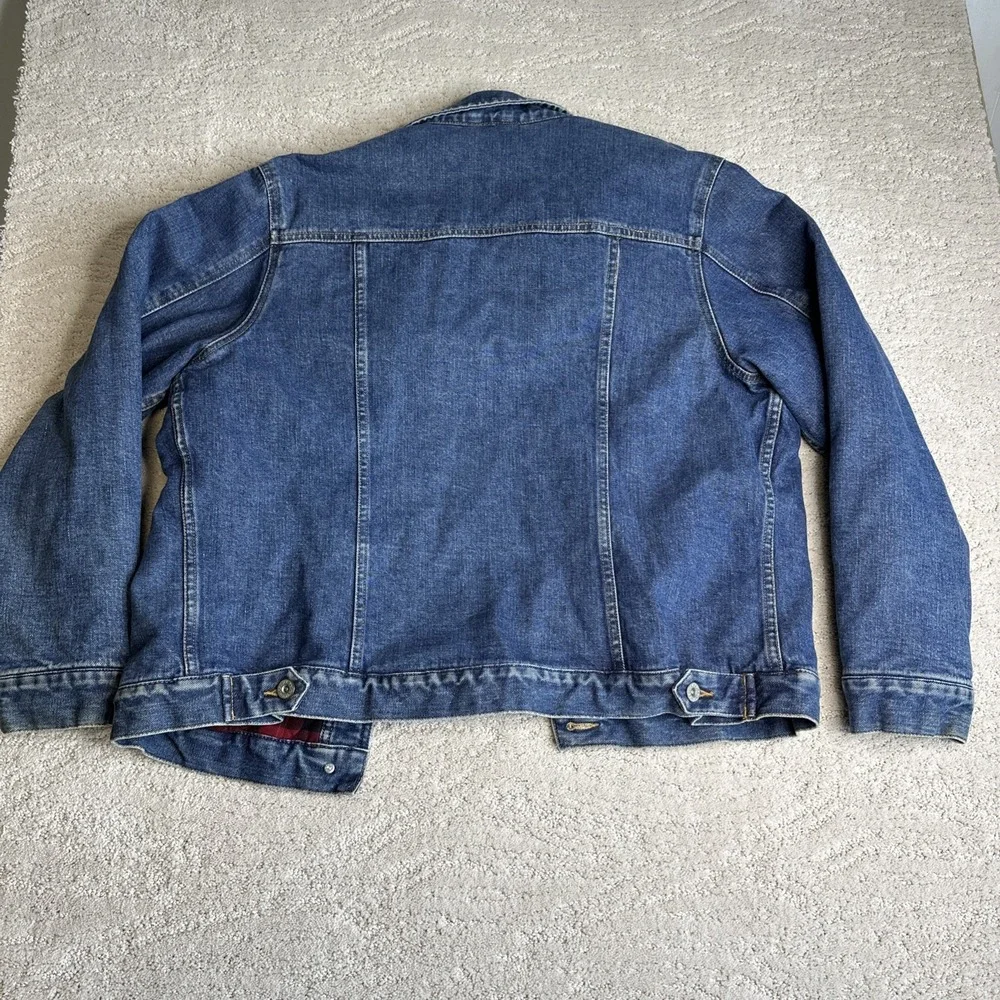 Eddie Bauer Large Flannel Lined Denim‎ Jacket Heavy Shacket Trucker